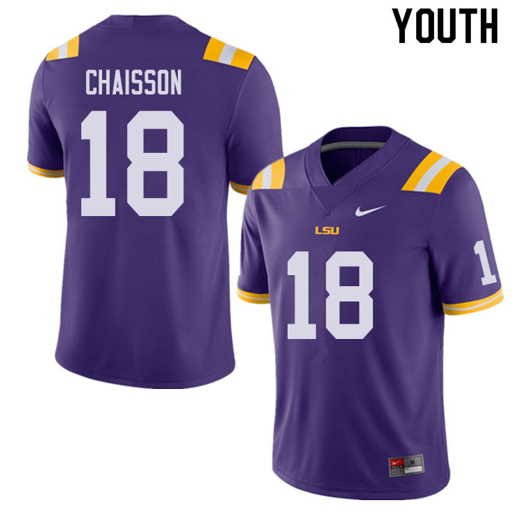 Youth #18 K'Lavon Chaisson LSU Tigers College Football Jerseys Sale-Purple